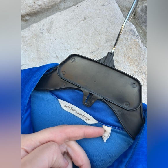 Soft Surroundings Blue Velvet Velour Tunic Sz S Button Front Classy Layer Spring - Picture 3 of 8